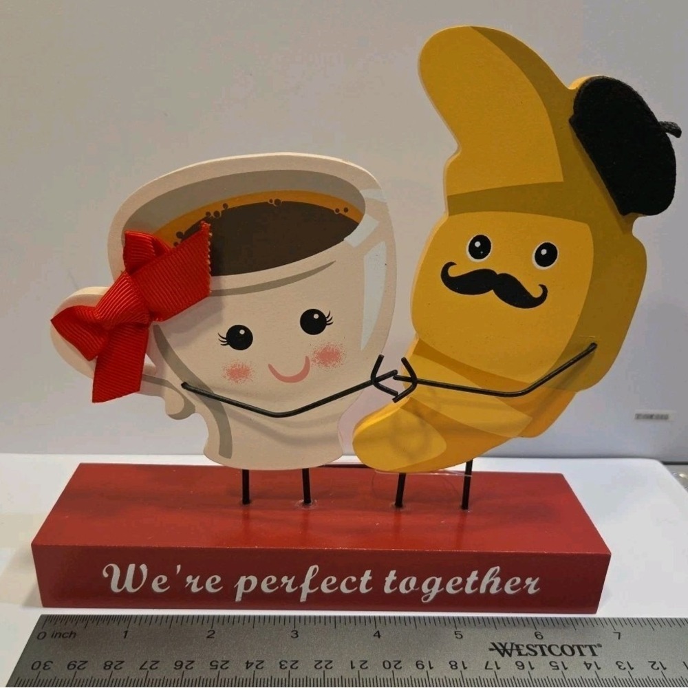 Coffee and Croissant Duo Valentine's Day Figurine -decor